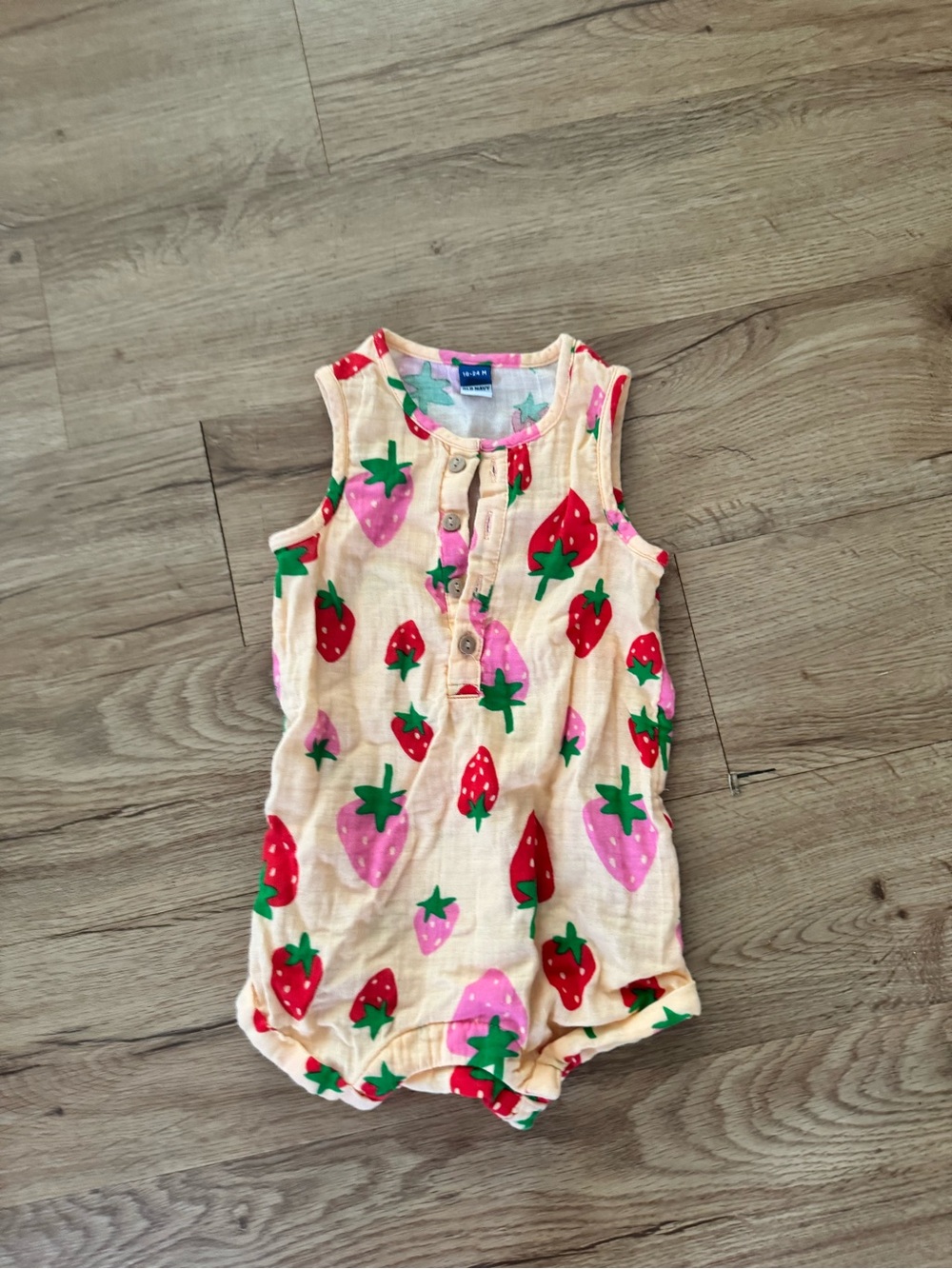 Old Navy Pink & Red Strawberry Sleeveless Baby Romper